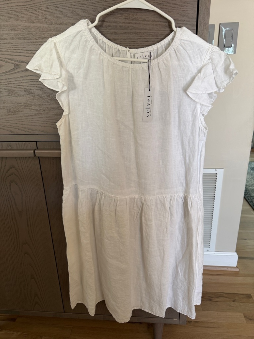 Velvet by Graham &Spencer Linen Blend Dress with Ruffle Sleeves